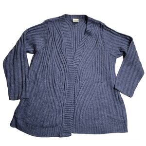 Bedford Fair Open Front Knit Cardigan Sweater Womens Sz XL USA Blue *Tiny Flaw